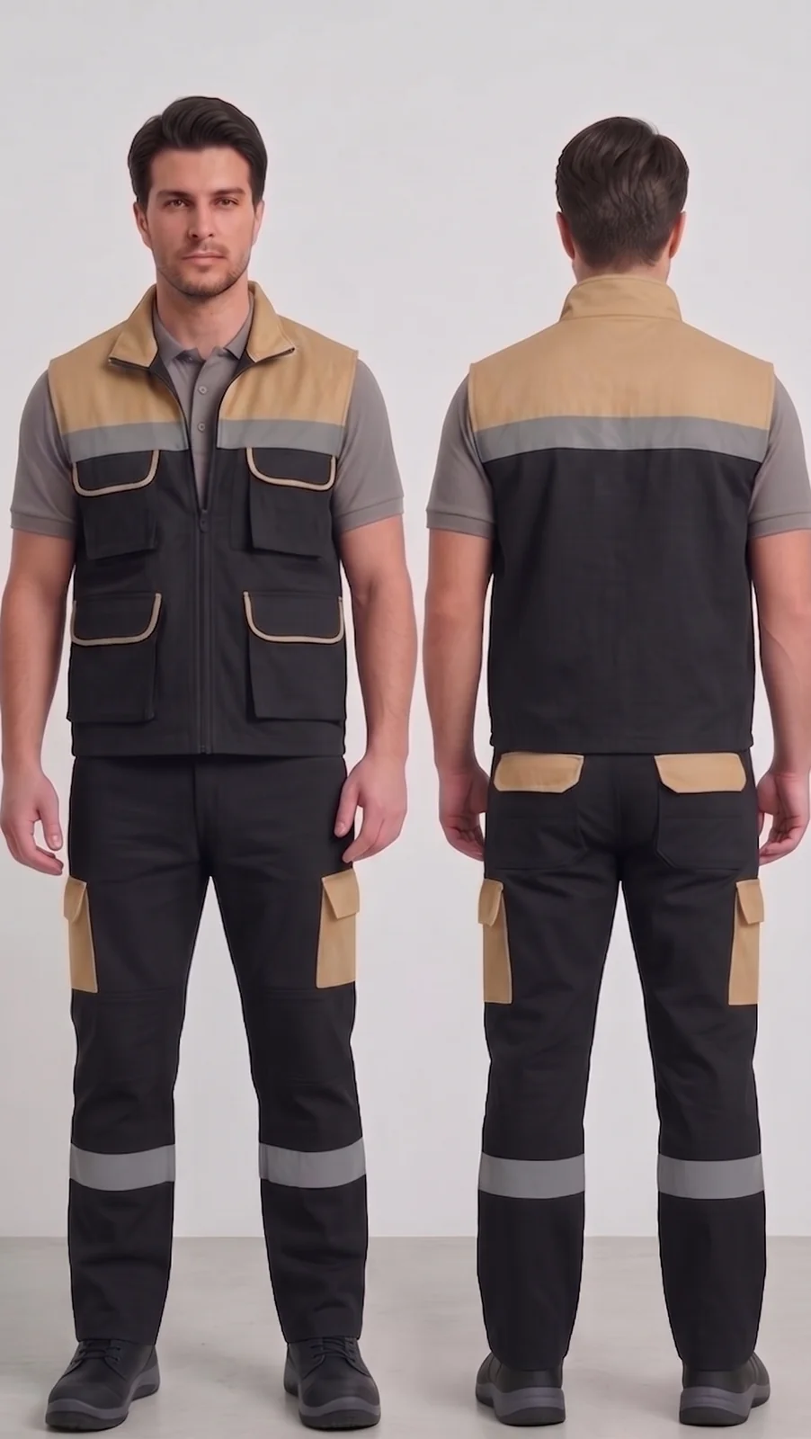 Siparişe özel iş yeleği-pantolon takımı #01 — harman gabardin 245 gr/m² full likralı, İlke Tekstil Denizli OEM üretim