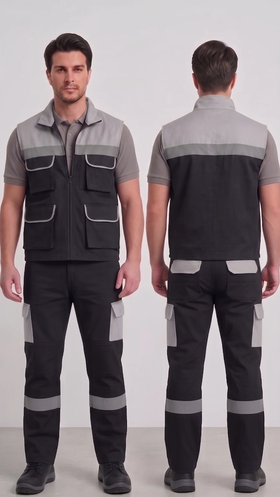 Siparişe özel iş yeleği-pantolon takımı #03 — harman gabardin 245 gr/m² full likralı, İlke Tekstil Denizli OEM üretim