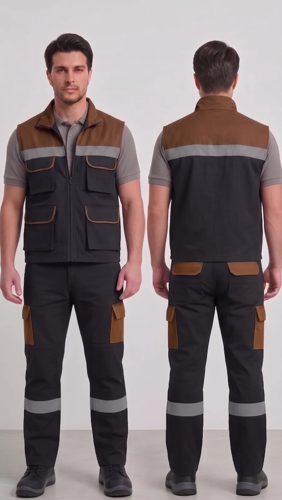 Siparişe özel iş yeleği-pantolon takımı #05 — harman gabardin 245 gr/m² full likralı, İlke Tekstil Denizli OEM üretim