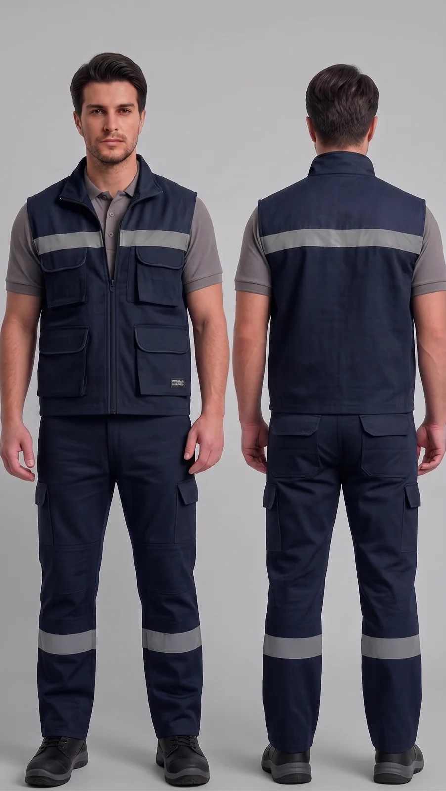 Siparişe özel iş yeleği-pantolon takımı #07 — harman gabardin 245 gr/m² full likralı, İlke Tekstil Denizli OEM üretim