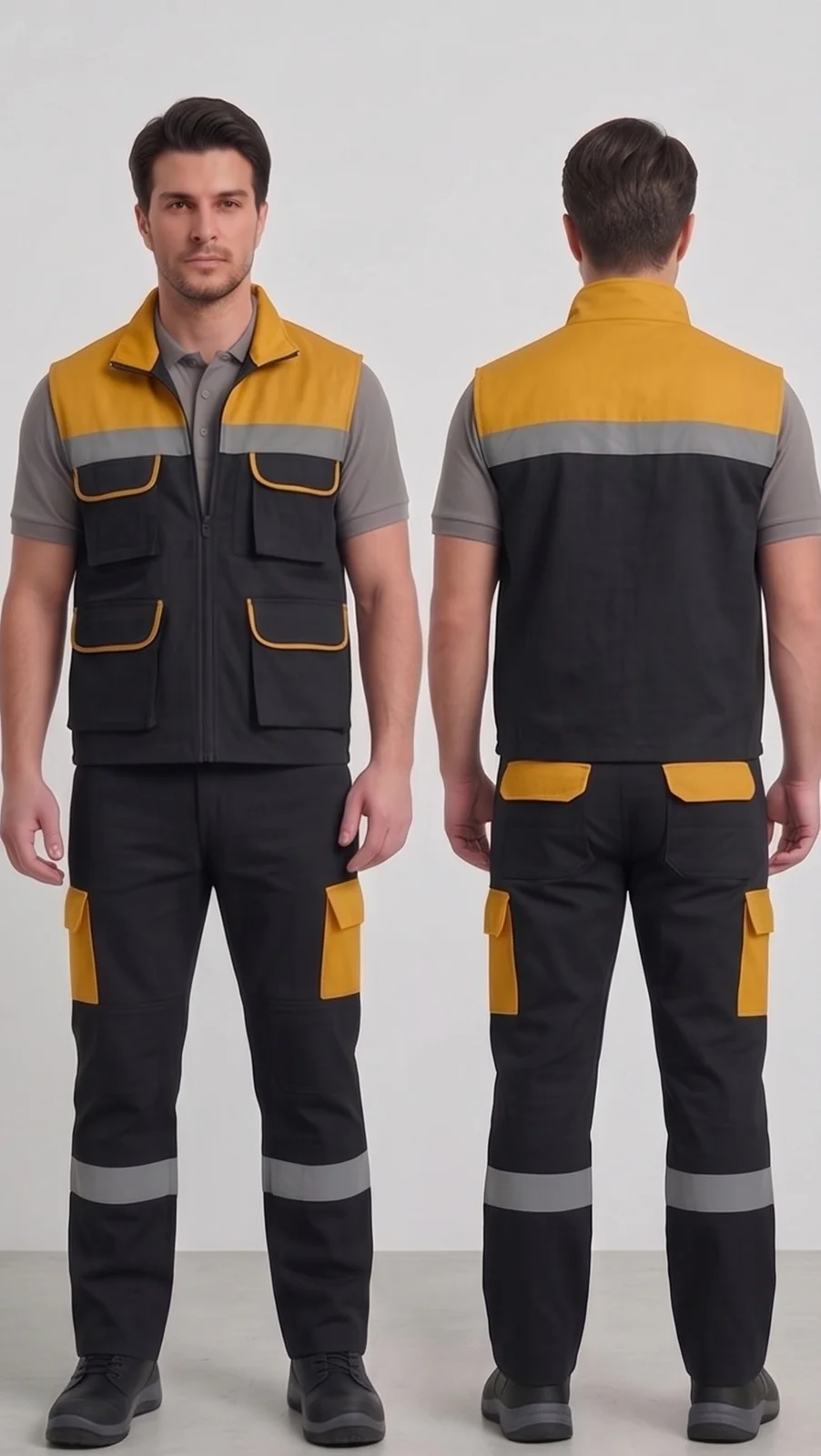 Siparişe özel iş yeleği-pantolon takımı #08 — harman gabardin 245 gr/m² full likralı, İlke Tekstil Denizli OEM üretim