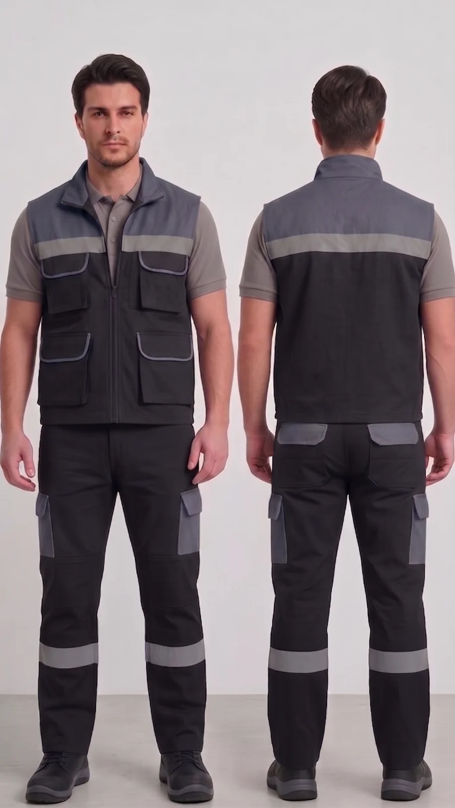 Siparişe özel iş yeleği-pantolon takımı #09 — harman gabardin 245 gr/m² full likralı, İlke Tekstil Denizli OEM üretim