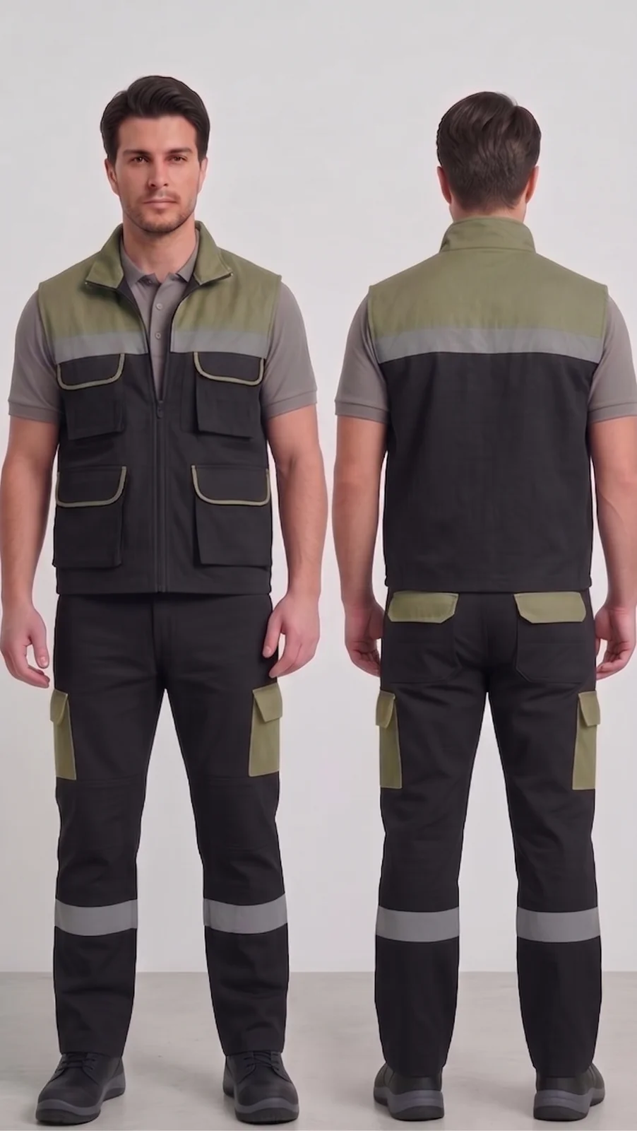 Siparişe özel iş yeleği-pantolon takımı #10 — harman gabardin 245 gr/m² full likralı, İlke Tekstil Denizli OEM üretim