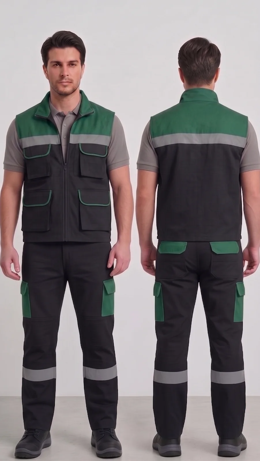 Siparişe özel iş yeleği-pantolon takımı #13 — harman gabardin 245 gr/m² full likralı, İlke Tekstil Denizli OEM üretim