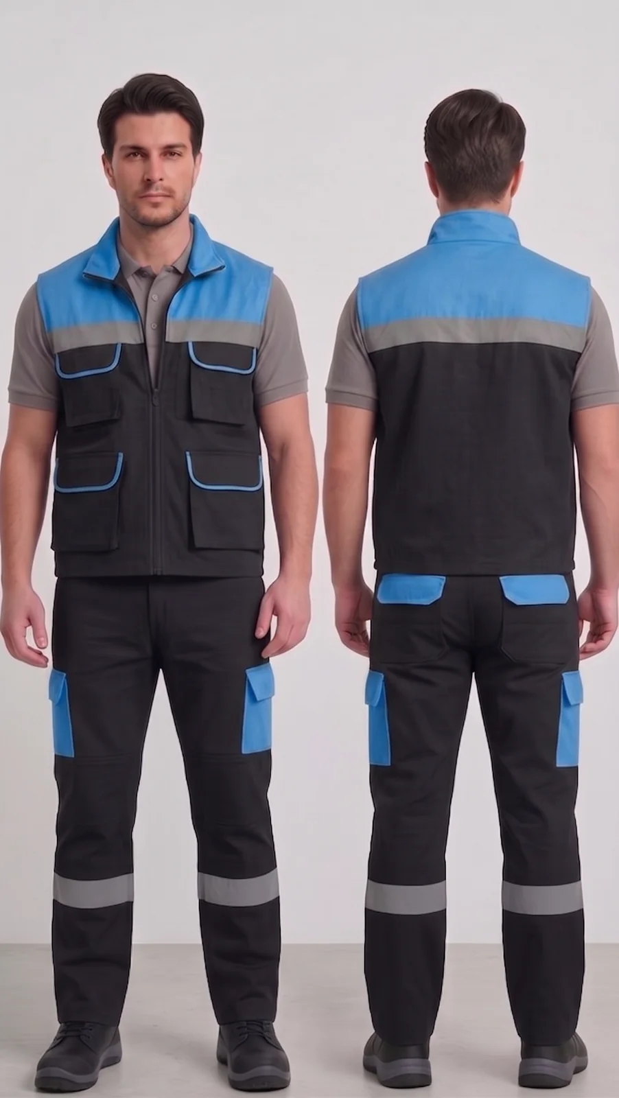 Siparişe özel iş yeleği-pantolon takımı #14 — harman gabardin 245 gr/m² full likralı, İlke Tekstil Denizli OEM üretim